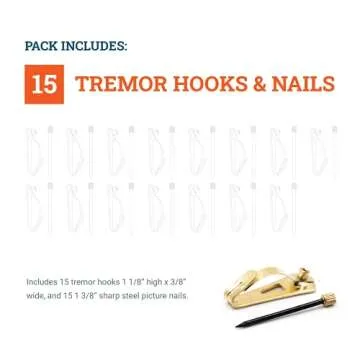 Earthquake Hangers 30 lb - 15 Pack - Tremor Hooks - Locking Picture Hanging Hooks - Earthquake Picture Hangers