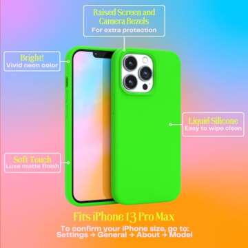 FELONY CASE – iPhone 13 Pro Max Case – Neon Green Silicone Phone Cover, Liquid Silicone with Ant...