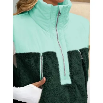 Tankaneo Women’s Cropped Vest Stylish Color Block Winter Coats