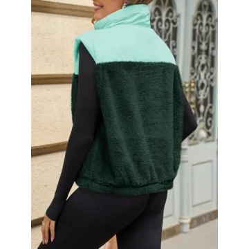 Tankaneo Women’s Cropped Vest Stylish Color Block Winter Coats