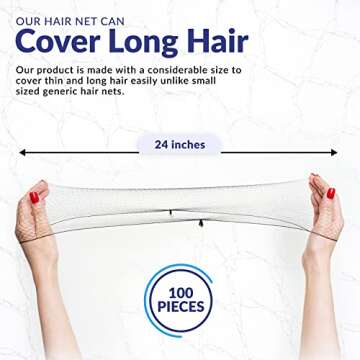 ZefeqCo 100 Pack Hair Nets for Men and Women - 24 inch Stretchable