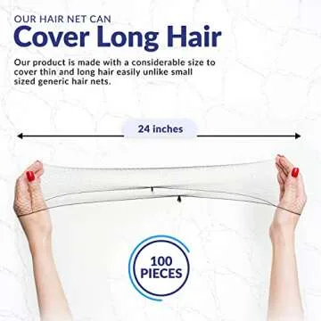 ZefeqCo 100 Pack Hair Nets for Men and Women - 24 inch Stretchable