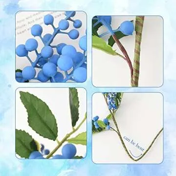 HUIANER 27.5" Artificial Blueberry Stems for DIY Decor
