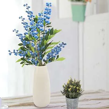 HUIANER 27.5" Artificial Blueberry Stems for DIY Decor