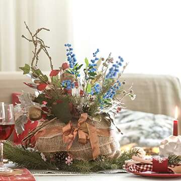 HUIANER 27.5" Artificial Blueberry Stems for DIY Decor