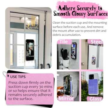 AZXYI 2 Pack Silicone Suction Cup Phone Case Mount Double Sided, Non Slip Phone Accessories for Cellphone, Hands-Free Strong Grip Silicon Phone Holder for Selfies and Videos (Light Pink)