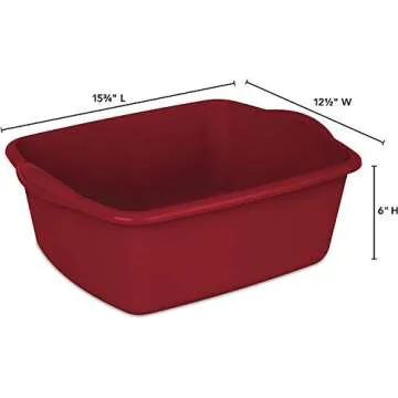 Durable STERILITE 12 Quart Dishpan Basin - Multi-Purpose Red