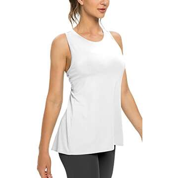 Sanutch Womens Backless Workout Tops Open Back Running Yoga Shirt Tie Back Workout Tank Tops White XS