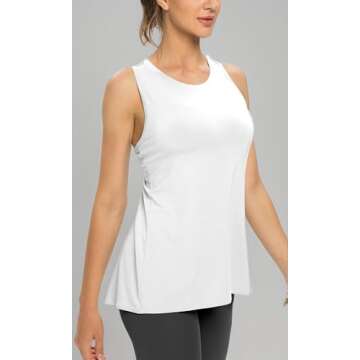 Sanutch Womens Backless Workout Tops Open Back Running Yoga Shirt Tie Back Workout Tank Tops White XS