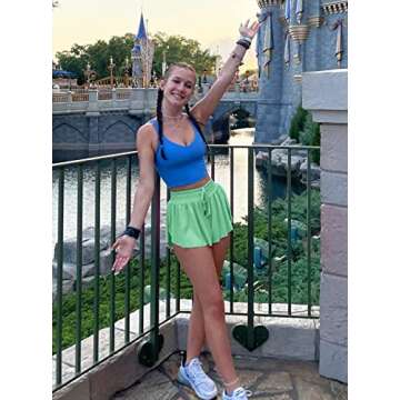 Sogetdo Flowy Shorts for Women Athletic Preppy Skirt Shorts Gym Workout Running Butterfly Shorts(S627-Green-XS)