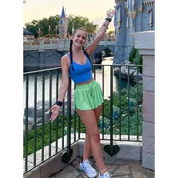 Sogetdo Flowy Shorts for Women Athletic Preppy Skirt Shorts Gym Workout Running Butterfly Shorts(S627-Green-XS)