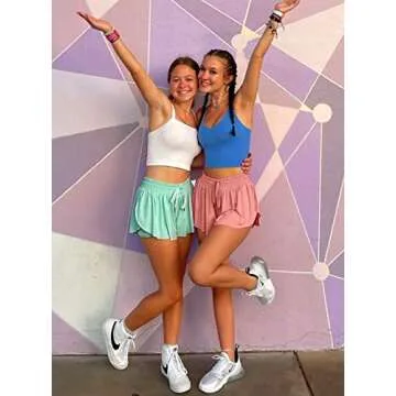 Sogetdo Flowy Shorts for Women Athletic Preppy Skirt Shorts Gym Workout Running Butterfly Shorts(S627-Green-XS)