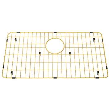 MONSINTA Kitchen Sink Grid and Sink Protectors, Stainless Steel Sink Grids for Bottom of Kitchen Sink, 26" x 14" with Rear Drain for Single Sink Bowl, Golden Color