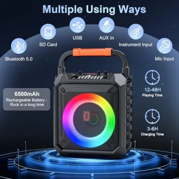 JYX Karaoke Machine with Bluetooth & LED Lights