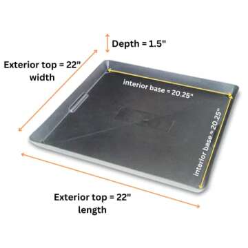 WirthCo 40092 Funnel King Drip Tray - Black Plastic 22 x 22 x 1.5 Inches - Perfect for Catching Spills or Leaks from Mini Fridges, Air Conditioners, Automotive, and Machinery - Made in USA