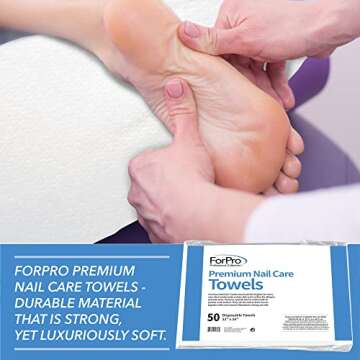 ForPro Professional Collection Premium Nail Care Towels for Manicures and Pedicures, Lint-Free, Disposable with Poly Back, 12" x 16", 50-Count
