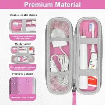 TUNYINSH Travel Case for Oral-B/Oral-B Pro/Phlips Sonicare Electric Toothbrush with 2pcs Toothbrush Heads Cover Cap, Portable Hard Protective Storage Bag with Accessories Storage (Pink)
