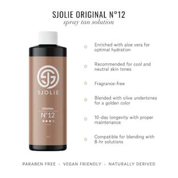 SJOLIE Spray Tan Solution - No. 12 - Dark Hydrating Tanning Spray | Sunless Tanner for a Rich Bronze...