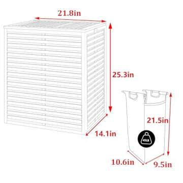 VEIKOU Hamper with Lid, Bamboo Laundry Hamper 2 Compartment, Divider Dirty Clothes Hamper, 120L Large Foldable Laundry Hamper with Removable Liners Bags