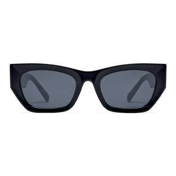 SOJOS Trendy Rectangle Cateye Sunglasses Womens Mens UV400 Fashion Chic Chunky Shades SJ2296, Black/...