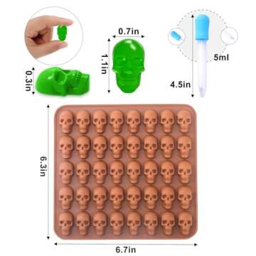 BUSOHA Gummy Skull Candy Molds Silicone, 2 Pack 40 Cavity Non-Stick Skull Silicone Molds with 1 Drop...