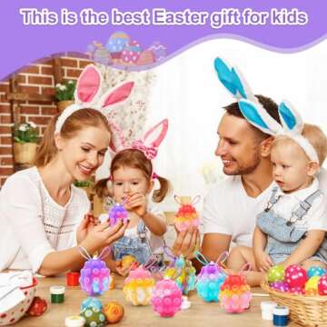Pop Fidget Balls Easter Toys, Easter Basket Stuffers, Stress Balls Autism Sensory Toys Gifts for Adult and Kids, Eggs and Rabbit Squeeze Toy (6 Pack A)