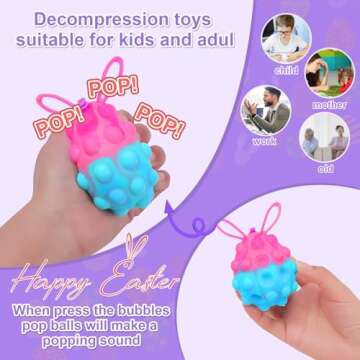 Pop Fidget Balls Easter Toys, Easter Basket Stuffers, Stress Balls Autism Sensory Toys Gifts for Adult and Kids, Eggs and Rabbit Squeeze Toy (6 Pack A)