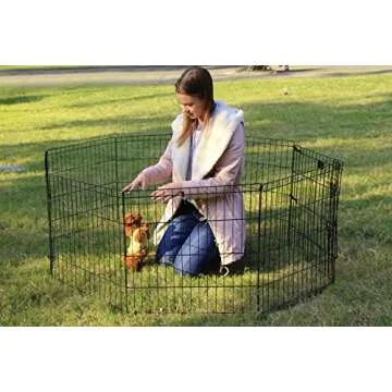 PEEKABOO Dog Pen Pet Playpen Dog Fence Indoor Foldable Metal Wire Exercise Puppy Play Yard Pet Enclosure Outdoor 8 Panels 24 Inch (Only Black playpen)