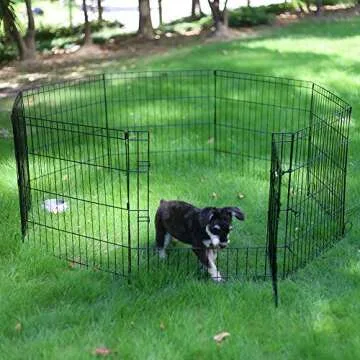 PEEKABOO Dog Pen Pet Playpen Dog Fence Indoor Foldable Metal Wire Exercise Puppy Play Yard Pet Enclosure Outdoor 8 Panels 24 Inch (Only Black playpen)
