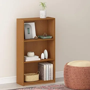 Furinno Light Cherry 3-Tier Bookcase Stylish Storage