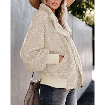 Stylish Women’s Sherpa Full-Zip Faux Fur Jacket for Winter Wear