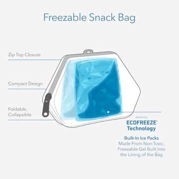 PackIt Freezable Snack Bag, Black, Built with EcoFreeze Technology, Foldable, Reusable, Zip Closure Locks in Cool Dry Air, Great for All Ages, and Fresh Snacks On the Go