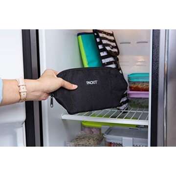 PackIt Freezable Snack Bag, Black, Built with EcoFreeze Technology, Foldable, Reusable, Zip Closure Locks in Cool Dry Air, Great for All Ages, and Fresh Snacks On the Go