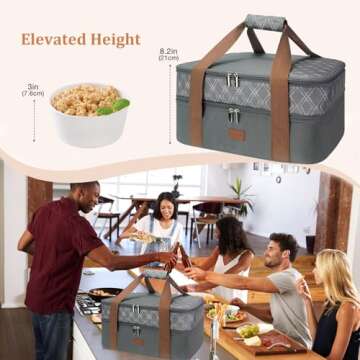 Vuudh Expandable Casserole Carrier Bag - Double Decker Food Bag, Insulated Casserole Carrier for Hot or Cold Food, Lasagna Holder Tote for Picnics,Beaches,Traveling or Gifts