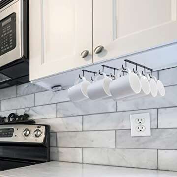 Mkono Under Cabinet Mug Hanger Set for 12 Mugs