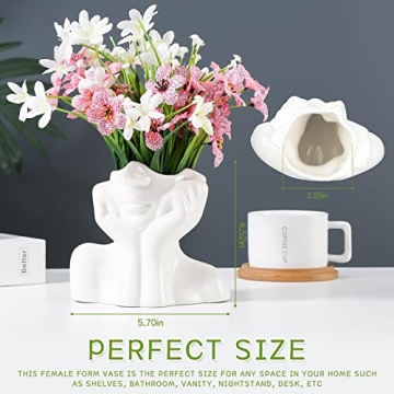 Ceramic Face Vase - Elegant Modern Home Decor