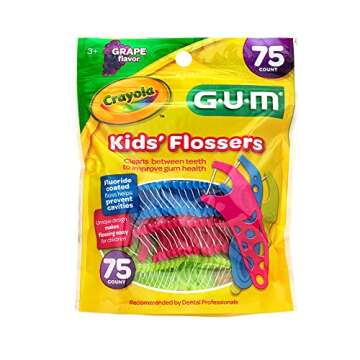 GUM Crayola Kids Flossers with Fluoride - Designed for Little Hands - Fun Grape Flavor - Easy to Use...