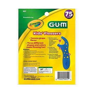 GUM Crayola Kids Flossers - Fun Grape Flavor for Kids