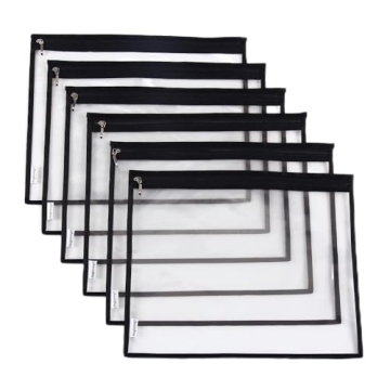 Augbunny Multi-purpose Water Resisitant Clear PVC Organizer Bag Pouch with Zipper Closure 6-pack