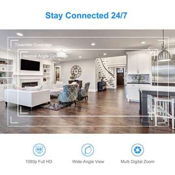 Tovendor Mini Smart Home Camera, 1080P 2.4G WiFi Security Camera Wide Angle Nanny Baby Pet Monitor with Two Way Audio, Cloud Storage, Night Vision, Motion Detection