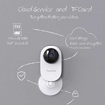 Tovendor Mini Smart Home Camera, 1080P 2.4G WiFi Security Camera Wide Angle Nanny Baby Pet Monitor with Two Way Audio, Cloud Storage, Night Vision, Motion Detection