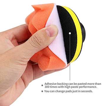 Kshineni 3 Inch Drill Buffing Pad, 11 Pcs Car Foam Polishing Pads Kit, Drill Buffer Polisher Attachment Buffing Kit for Car Polishing, Waxing, Sealing Glaze