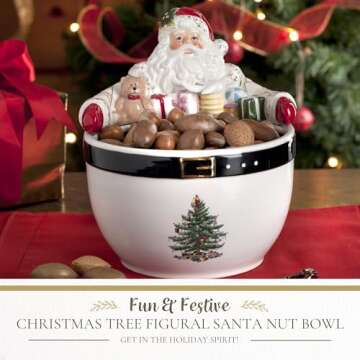 Spode Christmas Tree 7-Inch Santa Nut Bowl Serving Bowl
