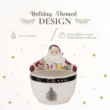 Spode Christmas Tree 7-Inch Santa Nut Bowl Serving Bowl