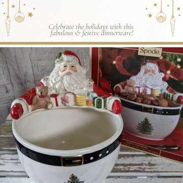 Spode Christmas Tree 7-Inch Santa Nut Bowl Serving Bowl