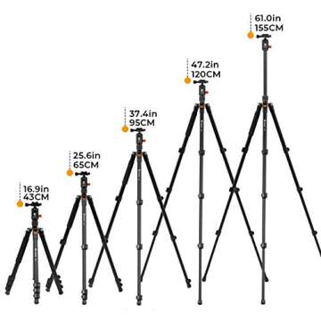 TARION Camera Tripod Monopod 61in with Panorama Ball Head Aluminium Travel Tripod for DSLR Mirrorless Cameras Support Macro Shots Counter Weight 13lb Payload Lightweight 16.9" Foldable Size Q550
