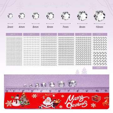 2210 Pieces Clear Rhinestone Stickers Self Adhesive,Shiny Diamond Sticker for face, 7 Sizes 3-4-5-6-...