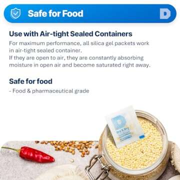 Dry & Dry 3 Gram[100 Packets] Orange Indicating Silica Gel Packets Desiccant Dehumidifiers - Food Safe Silica Packs, Silica Gel, Moisture Absorbers, Silica Packets, Desiccant Packs