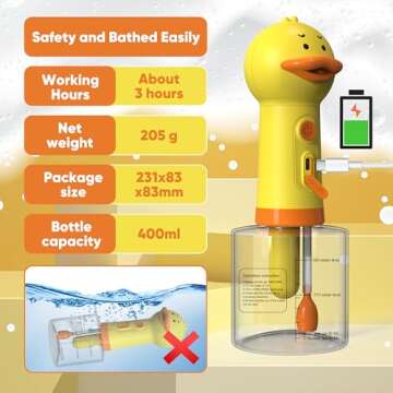 Electric Dog Shampoo Dispenser Dog Shampoo Sprayer Duck Shampoo Foamer for Pet, Foaming Soap Dispenser for Bathtub, Kitchen Sink Cleaning