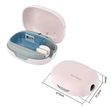 NewWay Mini Toothbrush Cover Rechargeable Travel Toothbrush Case with Holder for Houshold and Traving or Business Trip Pink